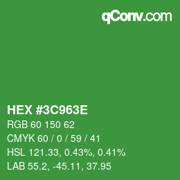 カラーコード: HEX #3C963E | qconv.com