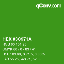 Color code: HEX #3C971A | qconv.com