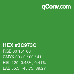 Color code: HEX #3C973C | qconv.com