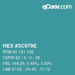 Color code: HEX #3C979E | qconv.com