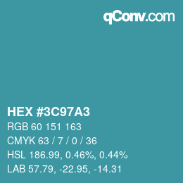 Color code: HEX #3C97A3 | qconv.com
