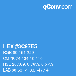 カラーコード: HEX #3C97E5 | qconv.com