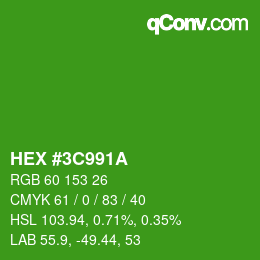 Color code: HEX #3C991A | qconv.com