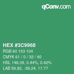 カラーコード: HEX #3C9968 | qconv.com