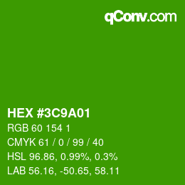 Farbcode: HEX #3C9A01 | qconv.com
