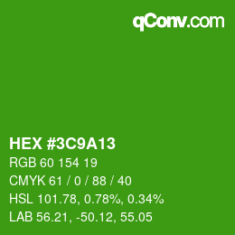Color code: HEX #3C9A13 | qconv.com