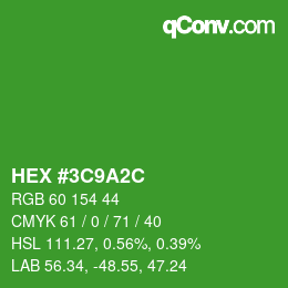 Color code: HEX #3C9A2C | qconv.com