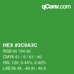 Color code: HEX #3C9A3C | qconv.com