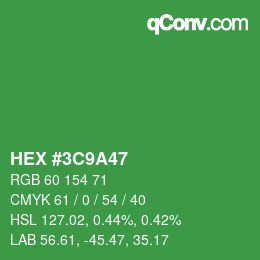 Color code: HEX #3C9A47 | qconv.com