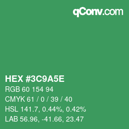 Color code: HEX #3C9A5E | qconv.com