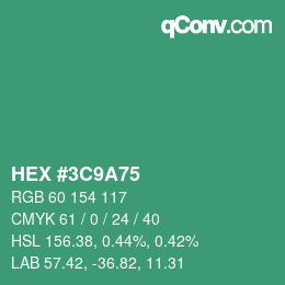 カラーコード: HEX #3C9A75 | qconv.com