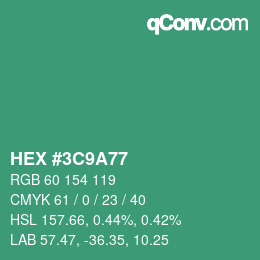 Color code: HEX #3C9A77 | qconv.com