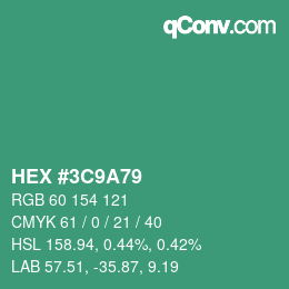 Color code: HEX #3C9A79 | qconv.com