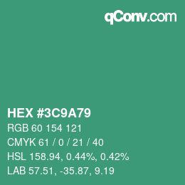 カラーコード: HEX #3C9A79 | qconv.com