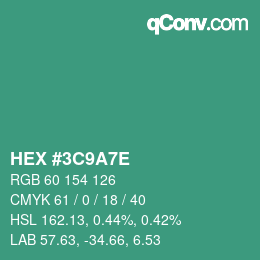 カラーコード: HEX #3C9A7E | qconv.com