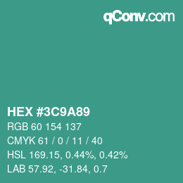 Color code: HEX #3C9A89 | qconv.com