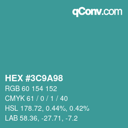 Color code: HEX #3C9A98 | qconv.com