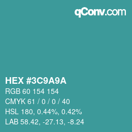 Color code: HEX #3C9A9A | qconv.com