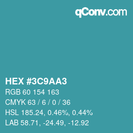 Color code: HEX #3C9AA3 | qconv.com