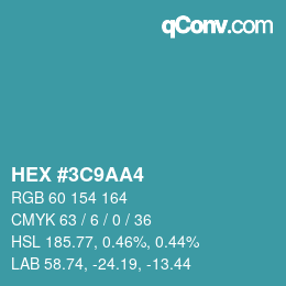 カラーコード: HEX #3C9AA4 | qconv.com