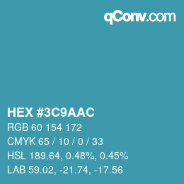 Color code: HEX #3C9AAC | qconv.com