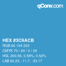 Color code: HEX #3C9ACB | qconv.com