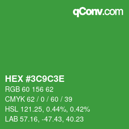 Color code: HEX #3C9C3E | qconv.com