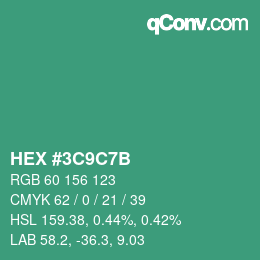 Color code: HEX #3C9C7B | qconv.com