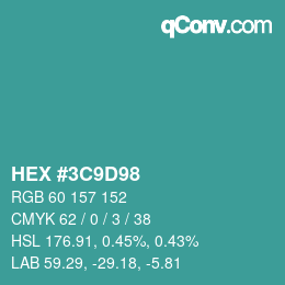 Color code: HEX #3C9D98 | qconv.com