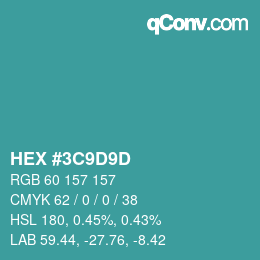 Color code: HEX #3C9D9D | qconv.com