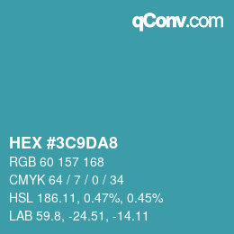 Color code: HEX #3C9DA8 | qconv.com