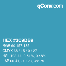 颜色代码: HEX #3C9DB9 | qconv.com