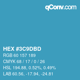 カラーコード: HEX #3C9DBD | qconv.com