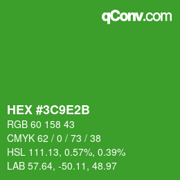 Color code: HEX #3C9E2B | qconv.com