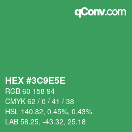 Color code: HEX #3C9E5E | qconv.com