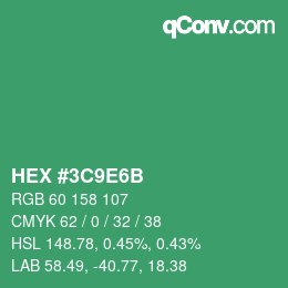 Farbcode: HEX #3C9E6B | qconv.com