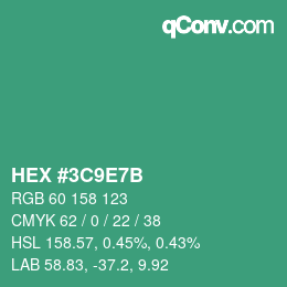 Color code: HEX #3C9E7B | qconv.com