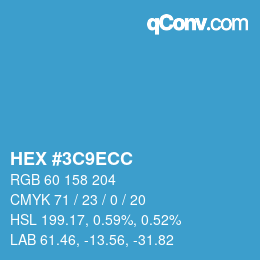 カラーコード: HEX #3C9ECC | qconv.com