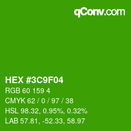 カラーコード: HEX #3C9F04 | qconv.com