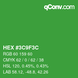 Color code: HEX #3C9F3C | qconv.com