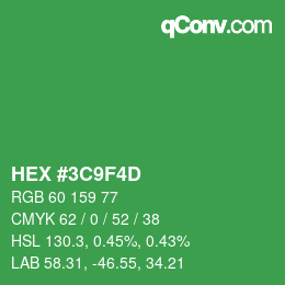 Color code: HEX #3C9F4D | qconv.com