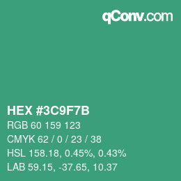 Color code: HEX #3C9F7B | qconv.com