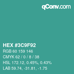 Color code: HEX #3C9F92 | qconv.com