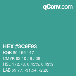 Color code: HEX #3C9F93 | qconv.com