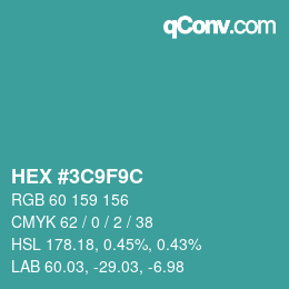 Color code: HEX #3C9F9C | qconv.com