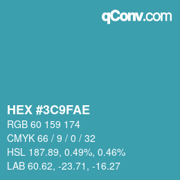 Color code: HEX #3C9FAE | qconv.com