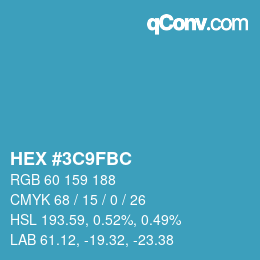 カラーコード: HEX #3C9FBC | qconv.com