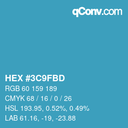Color code: HEX #3C9FBD | qconv.com