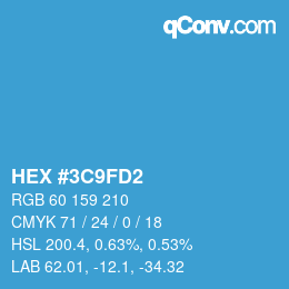 カラーコード: HEX #3C9FD2 | qconv.com