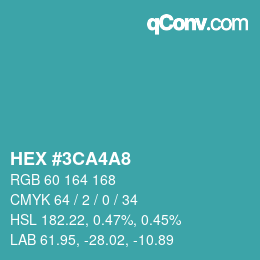 カラーコード: HEX #3CA4A8 | qconv.com